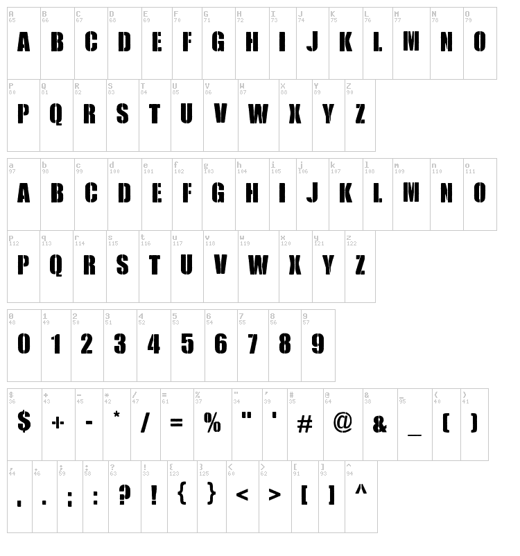 Royal Rumble font map